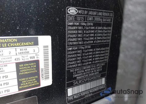 2016 Land Rover Range Rover Sport 3.0L V6 Supercharged Hse z USA, uszkodzony, nr VIN SALWS2VF6GA562592